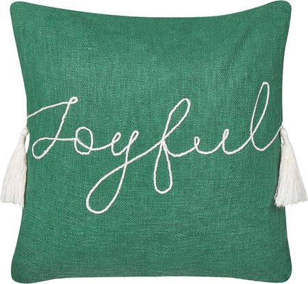 Beliani Poduszka Dekoracyjna Motyw Świąteczny Zielona 45x45cm Bawełna Ściągane Poszewki Z Wypełnieniem Do Salonu Sypialni