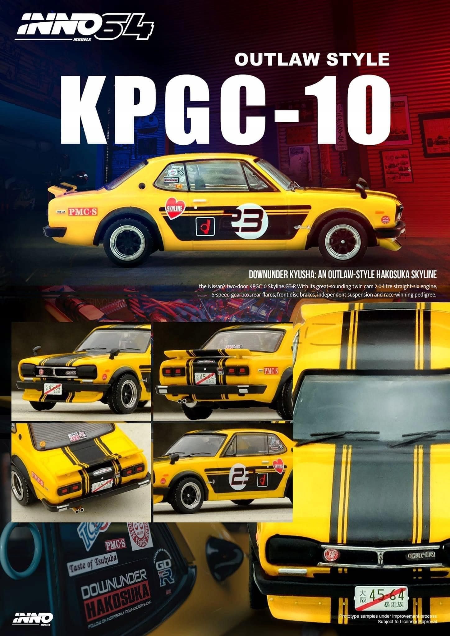Nissan Skyline 2000 Gt-R Kpgc10 Yellow Black Inno64 1:64 - Ceny i