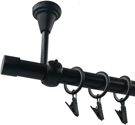 Estadeco Karnisz Sufitowy Metalowy Fi 19mm Czarny Mat Pojedynczy 240cm Kółko Ciche Z Żabką