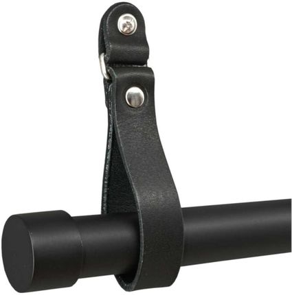 Estadeco Karnisz Metalowy Czarny Mat Fi 25mm Natura Wsporniki Skóra Nit 2 Pojedynczy 240cm
