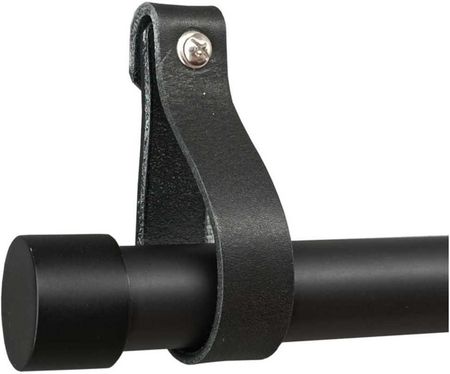 Estadeco Karnisz Metalowy Czarny Mat Fi 25mm Natura Wsporniki Skóra Nit 1 Pojedynczy 360cm