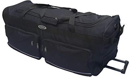 Miękka torba podróżna, walizka sportowa, duża, z kółkami, rozmiar L-100L, XL-115L, XXL-150L, XXXL-200L, czarna i niebieska, czarny, 150L,
