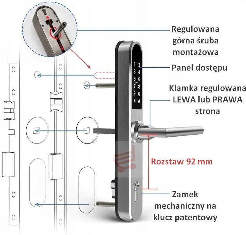 Hato Zamek Elektroniczny Cyfrowy Klamka Na Kody 92/120 1761972454