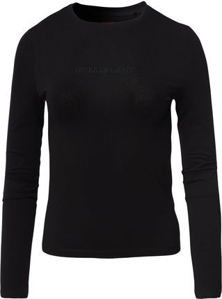 Damska Koszulka z długim rękawem Guess GJ LS CN Slim Logo Emb Tee W4Yi22J1314-Jblk – Czarny