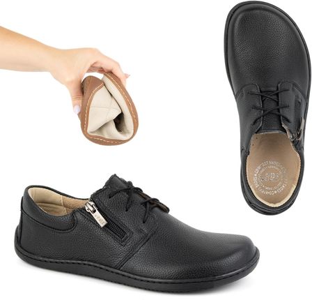 Damskie skórzane buty minimalistyczne barefoot 1244 czarne