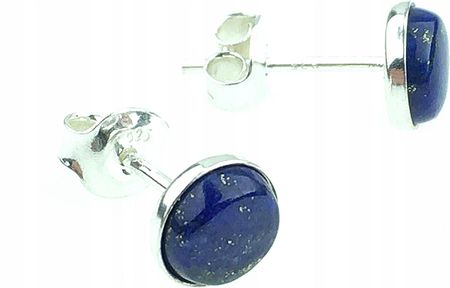 Kolczyki Lapis Lazuli Piryty 6Mm Srebrne Pr 925