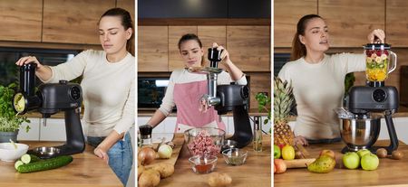 Robot Kuchenny PLANETARNY Wielofunkcyjny 5,5L Mikser BLENDER 2200W + 43 el. - Yoer Astralo Pro KM04BK - DARMOWA DOSTAWA - Idź do sklepu - Zgarnij raba - zdjęcie 4