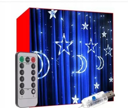 Druk Pak Girlanda Świecąca Led Zimne Gwiazdki Świąteczne Lampki Na Okno Pilota 3,5M