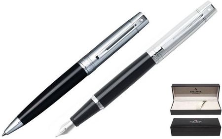 Sheaffer Zestaw (Pióro Wieczne I Długopis) Kolekcja 300, Czarne, Wykończenia Chromowane