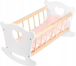 Kinderplay Drewniana Kołyska Łóżeczko Dla Lalek 51,5Cm + Pościel