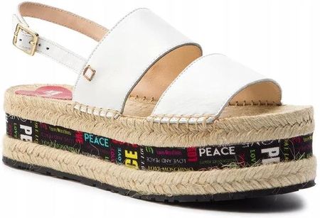 Love Moschino Sandały damskie białe skórzane na koturnie 40