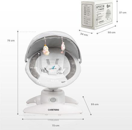 Caretero OPTI Elektryczny Bujaczek leżaczek 360 na pilota Beige BABY SHOWER - zdjęcie 4