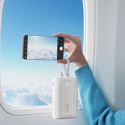 Powerbank  Anker Zolo 20000 mAh 30W z wbudowanymi kablami USB-C+Lightning biały - zdjęcie 2