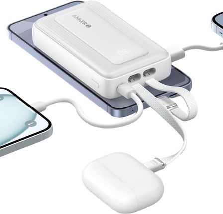 Powerbank  Anker Zolo 20000 mAh 30W z wbudowanymi kablami USB-C+Lightning biały - zdjęcie 4