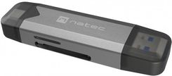 Czytnik kart Natec SCARAB 3 SD/MicroSD, USB 3.1 gen.1 + USB-C - szary