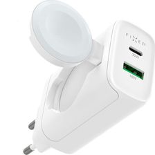 Fixed Ładowarka sieciowa Power Socket ze składaną Apple Watch USB-A USB-C 33W biała