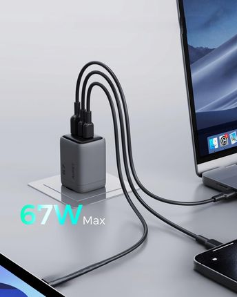 Aukey Ładowarka sieciowa PA-C3 Comet 3 67W Pd GaN - zdjęcie 5