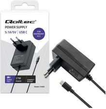 Qoltec Ładowarka Super FAST PD for Raspberry PI 5  USB-C 27W 5-12V 1.8-5A Czarna