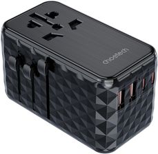 Ładowarka do telefonu Choetech Adapter podróżny PD6028 EU / US AUS UK 2x USB-C USB-A 100W czarny - zdjęcie 1