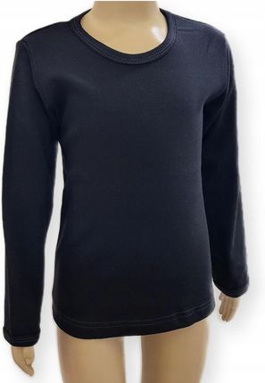 CZARNA długa bluzka 116 T-SHIRT długi rękaw GŁADKA bawełna 100% PRODUCENT