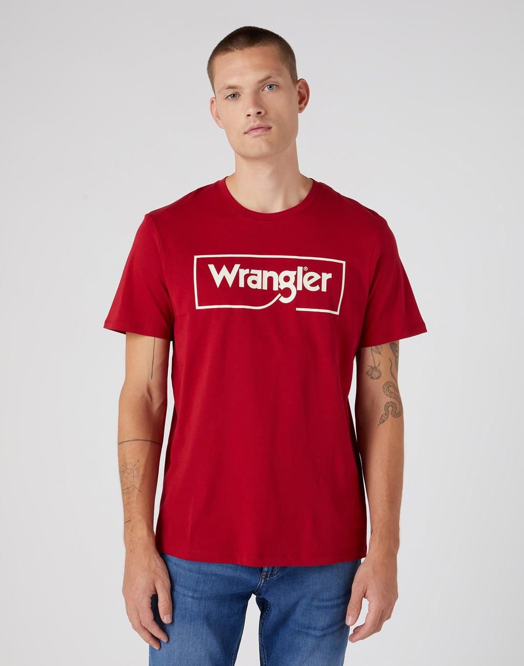 Felpa Uomo Wrangler Frame Logo Crew - Cotone 100% - Vestibilità Regolare Blu - 2
