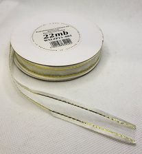 Com Wstążka Satyna 1,5 Cm 22M Biała Ze Złotem