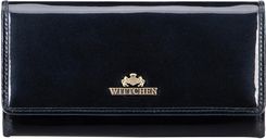 Zdjęcie Damski portfel ze skóry lakierowanej podłużny granatowy - Opatówek