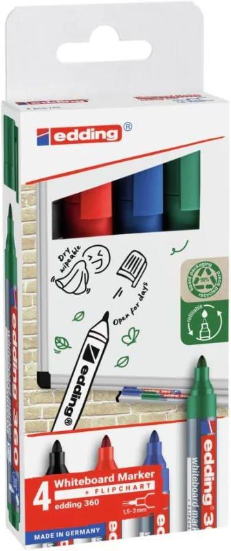 Edding 360 Whiteboard Marker Schwarz – Trocken Abwischbar, Nachfüllbar Mit Ersatz-Tinte, Made In Germany