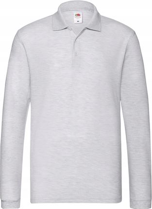 Koszulka męska Premium Polo z długim rękawem bawełniana Popielaty r. M