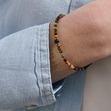 Bransoletka srebrna złocona z kamieni naturalnych Tygrysie Oko Diopsyd Tiger Eye  