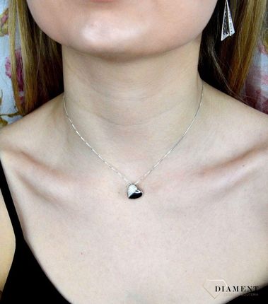 Diament Srebrna zawieszka w kształcie serduszka z cyrkoniami - zdjęcie 3