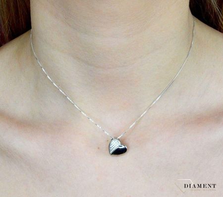 Diament Srebrna zawieszka w kształcie serduszka z cyrkoniami - zdjęcie 4