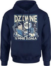 Dziwne u mnie działa dla informatyka programisty IT Męska bluza z kapturem (M, Granatowy) - zdjęcie 1