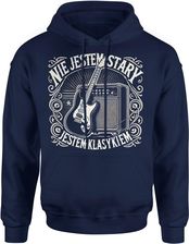 Nie jestem stary jestem klasykiem z gitarą Męska bluza z kapturem (S, Granatowy)