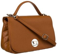Karmelowa torebka damska crossbody ze srebrnymi okuciami - David Jones
