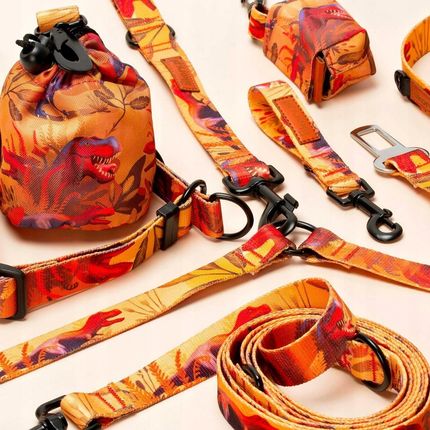Smycz Dla Psa Mocna Taśma 1,8 m Szerokość: 15 mm uKory Żółta Dinozaury 1772331526 - zdjęcie 4