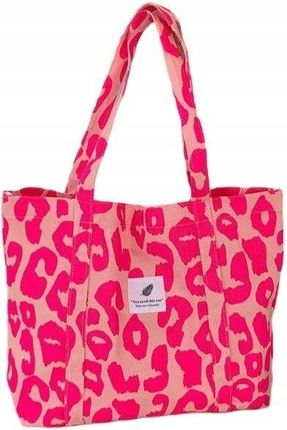 Torba materiałowa duża 58x44x10cm różowa Panterka