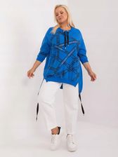 Tunika, bluzka plus size niebieska z napisami