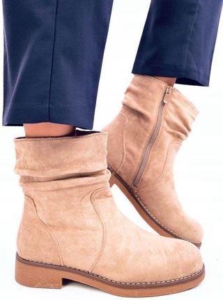 Botki z marszczoną cholewką BRACY KHAKI 36
