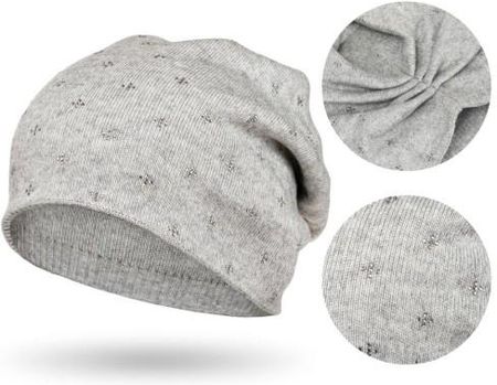 Modna czapka beanie damska w kolorze szarym - Peterson