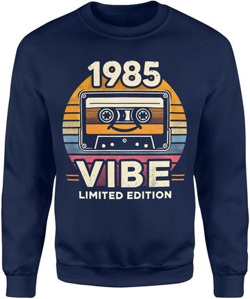 1985 vibe limited edition 40 lat urodziny Męska bluza (M, Granatowy)