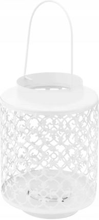 Altom Latarenka Metalowa Ażurowa Z Uchwytem Biała 13,5X13,5X18,5Cm (1704001262) - zdjęcie 3