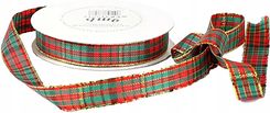 Zdjęcie Wstążka taśma materiałowa w szkocką kratę na święta pozłacana 12mm/9mb 1776381483 - Nowy Sącz