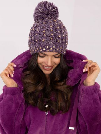 Czapka Zimowa damska ciepła dzianinowa Beanie z pomponem - zdjęcie 2