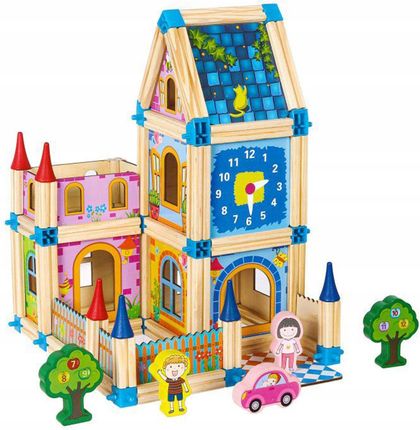 Web-Market Klocki Drewniane Edukacyjne Dla Dzieci Domek 6W1 128el. Mma429