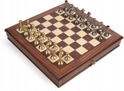 1A Games Italian Chess Solid Brass Staunton 7,3 + Chess Board Walnut/Maple 43 Drawer