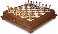 1A Games Italian Chess Solid Brass Staunton 7,3 + Chess Board Marble/Wood 46 Drawer