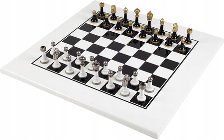 1A Games Italian Chess Classic Metetal/Beech Wood + Chess Board Wood White/Black 50