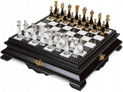 1A Games Italian Chess Brass/Beech Wood Gold/Silver + Chess Board Marble/Wood White 46