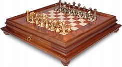 1A Games Italian Chess Solid Brass Staunton 7,3 + Chess Board Wood 53 With Drawer